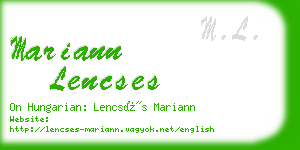 mariann lencses business card